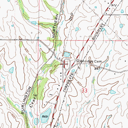 Topographic Map of Glenridge Cemetery, MO