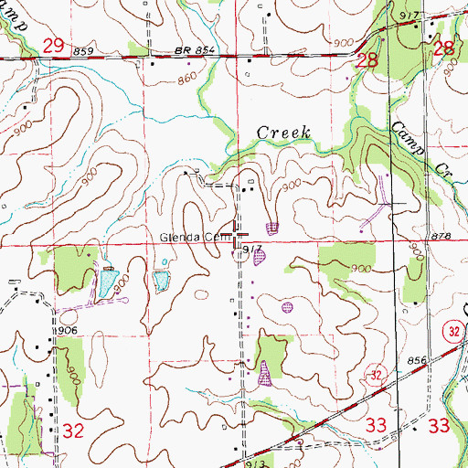 Topographic Map of Glenda Cemetery, MO