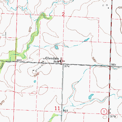 Topographic Map of Glendale School (historical), MO