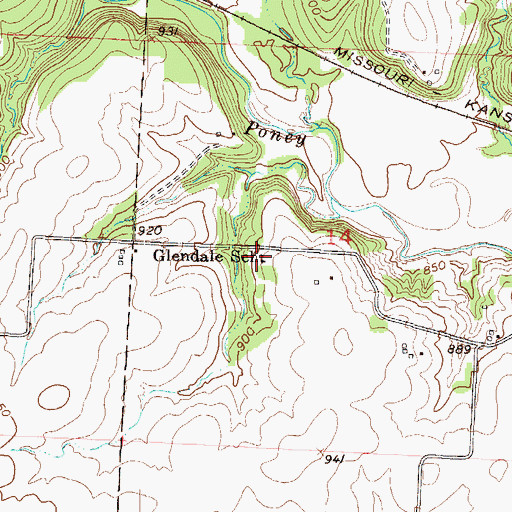 Topographic Map of Glendale School (historical), MO