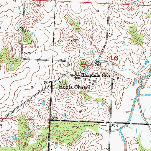 Topographic Map of Glendale School (historical), MO