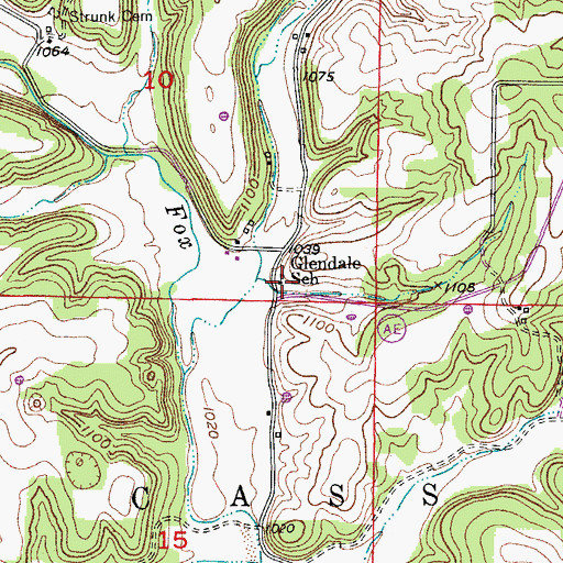 Topographic Map of Glendale School, MO