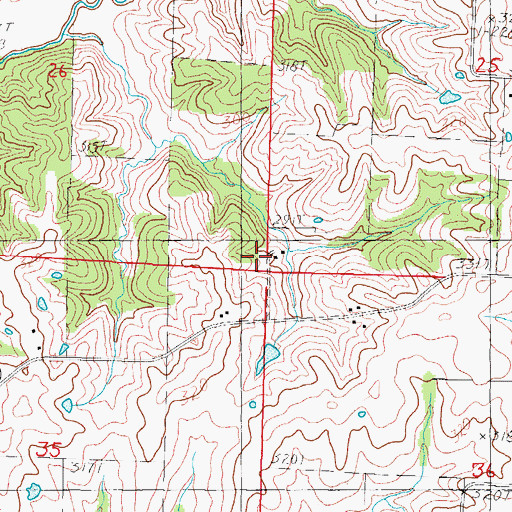 Topographic Map of Glendenning School (historical), MO