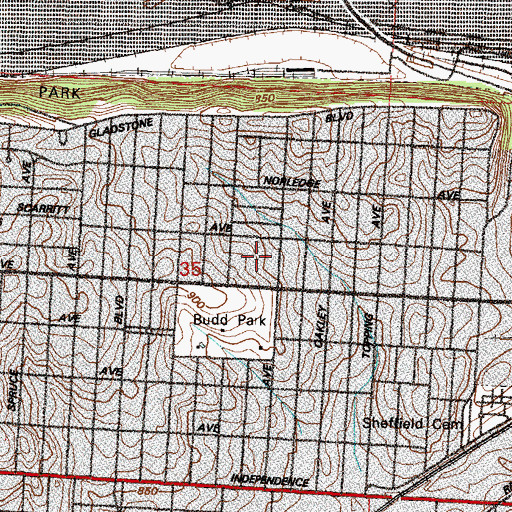 Topographic Map of Glennon High School, MO