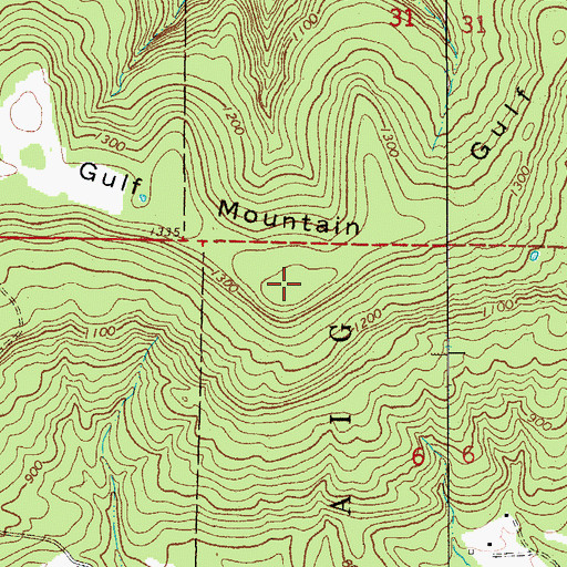 Topographic Map of Gulf Mountain, AR