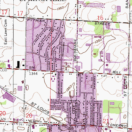 Topographic Map of Glenwood Park, MO