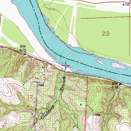 Topographic Map of Gliddens Branch, MO