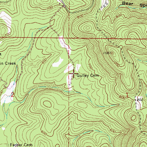 Topographic Map of Gulley Cemetery, AR
