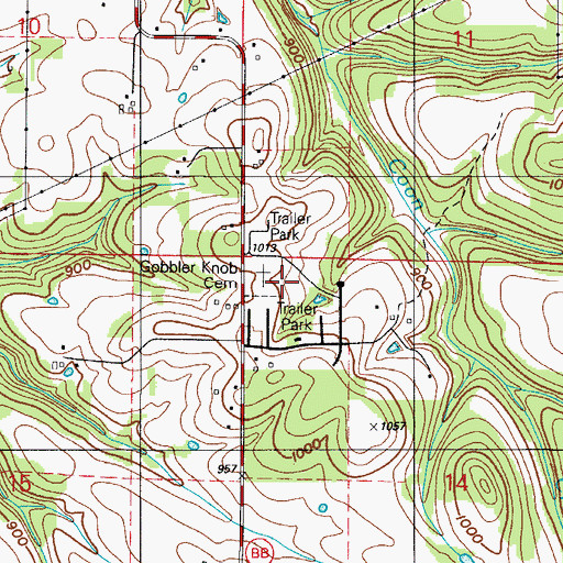 Topographic Map of Gobbler Knob Cemetery, MO