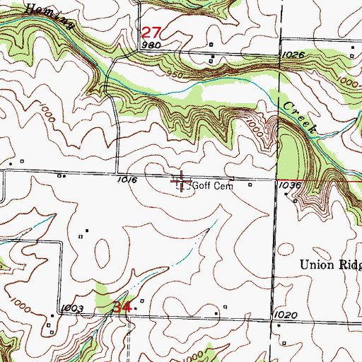 Topographic Map of Goff Cemetery, MO