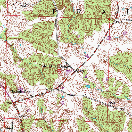 Topographic Map of Gold Dust School (historical), MO
