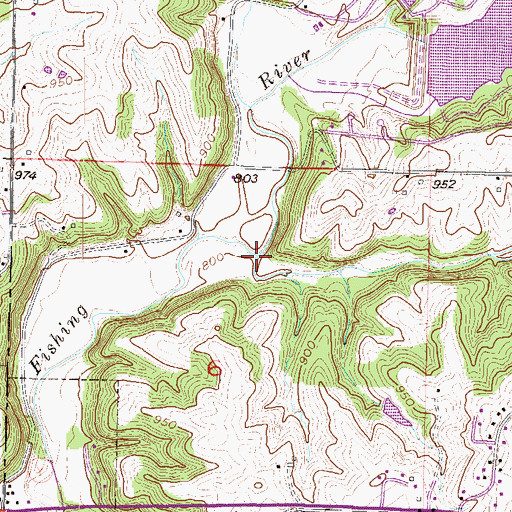 Topographic Map of Gold Mine Creek, MO