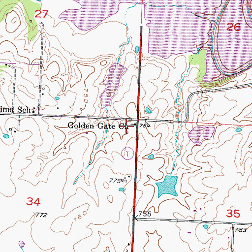 Topographic Map of Golden Gate Church, MO