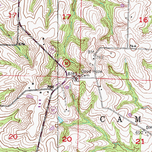 Topographic Map of Good Hope Cemetery, MO