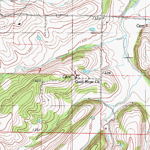 Topographic Map of Good Hope Church, MO