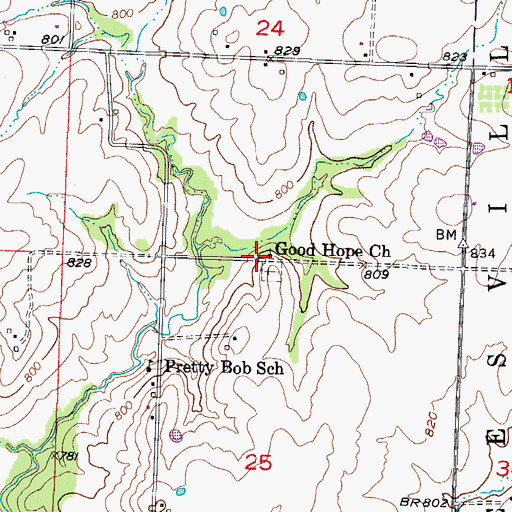 Topographic Map of Good Hope Church, MO