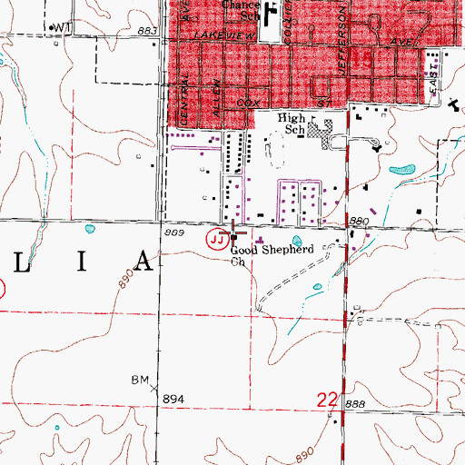 Topographic Map of Good Shepherd Church, MO