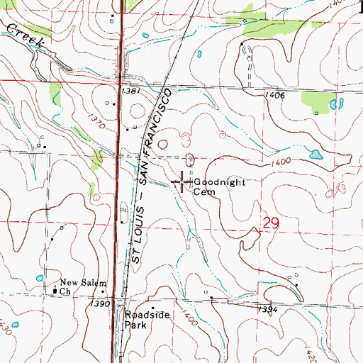 Topographic Map of Goodnight Cemetery, MO