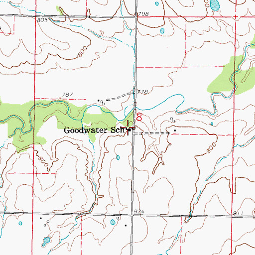 Topographic Map of Goodwater School (historical), MO