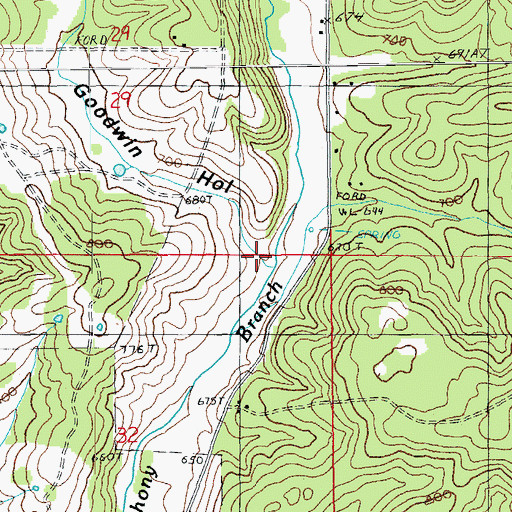 Topographic Map of Goodwin Hollow, MO
