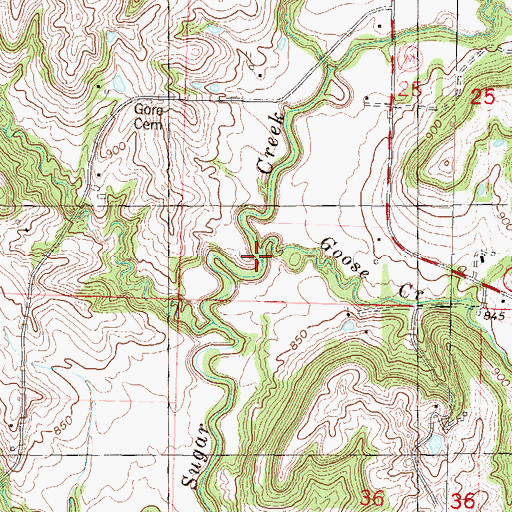 Topographic Map of Goose Creek, MO