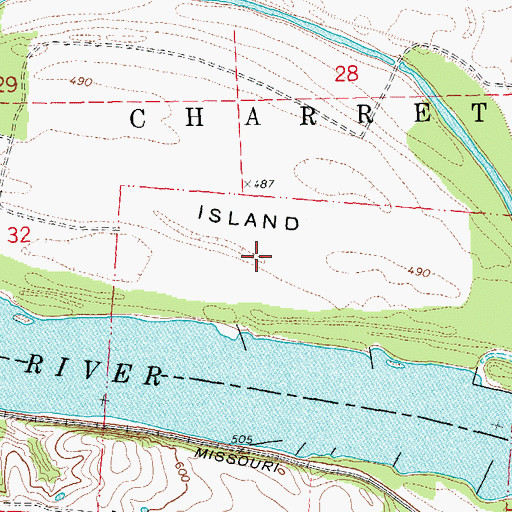 Topographic Map of Goose Island, MO