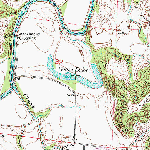 Topographic Map of Goose Lake, MO