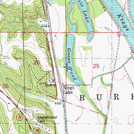 Topographic Map of Goose Pond, MO