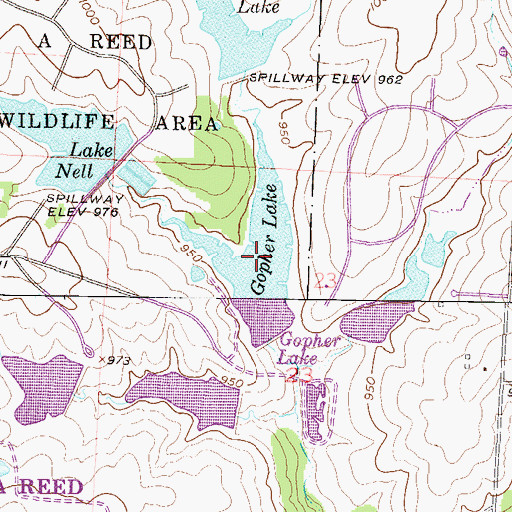 Topographic Map of Gopher Lake, MO