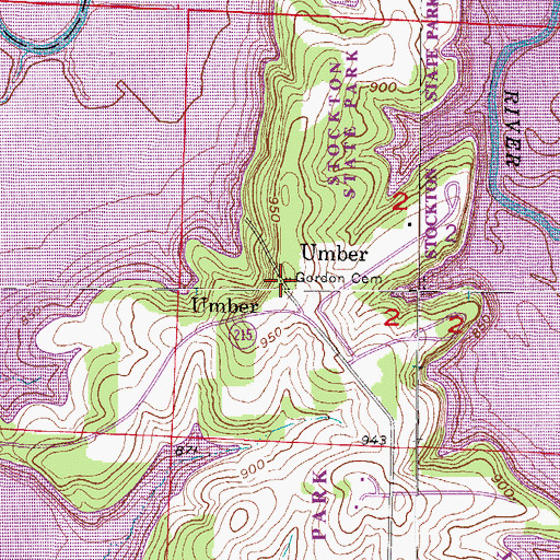 Topographic Map of Gordon Cemetery, MO