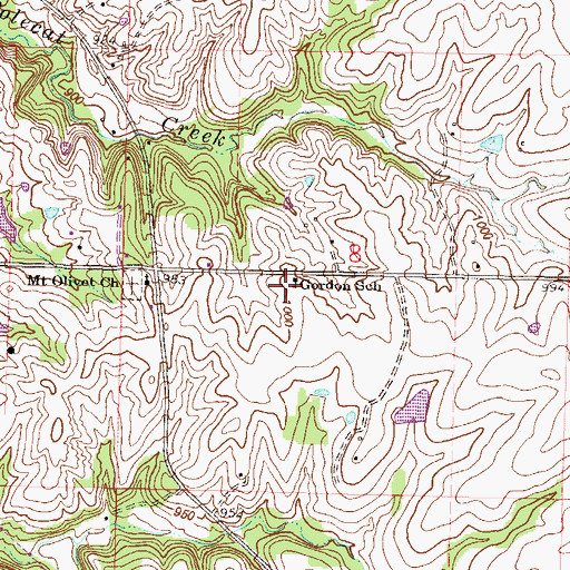 Topographic Map of Gordon School, MO