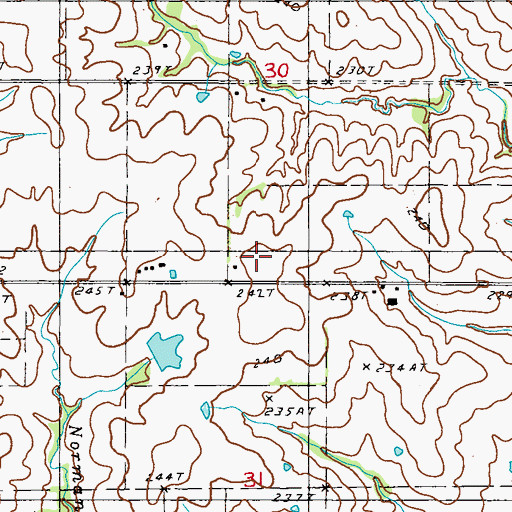 Topographic Map of Gordonville School, MO