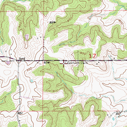 Topographic Map of Gorham Cemetery, MO
