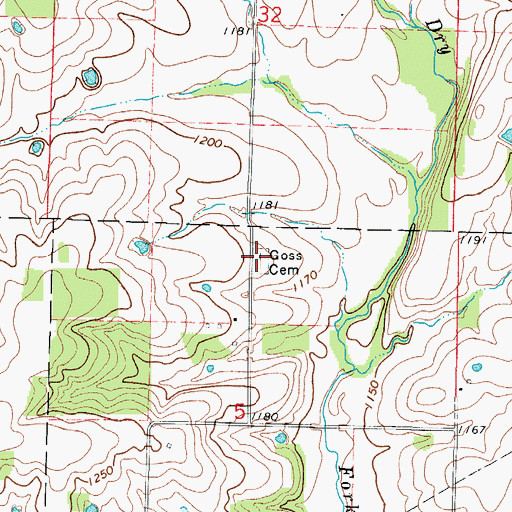 Topographic Map of Goss Cemetery, MO