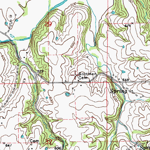 Topographic Map of Gottman Cemetery, MO