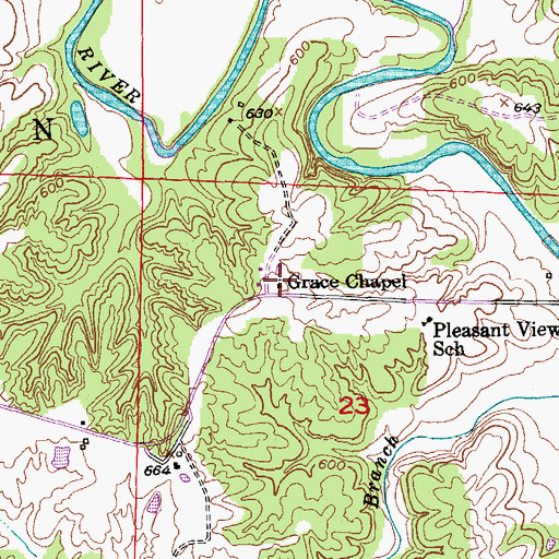 Topographic Map of Grace Chapel, MO