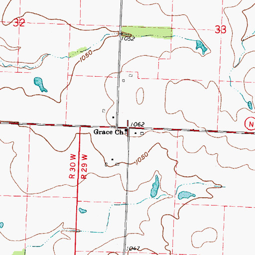Topographic Map of Grace Church, MO