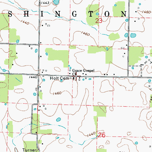 Topographic Map of Grace Gospel Church, MO