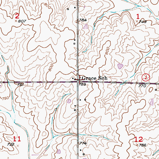 Topographic Map of Grace School, MO