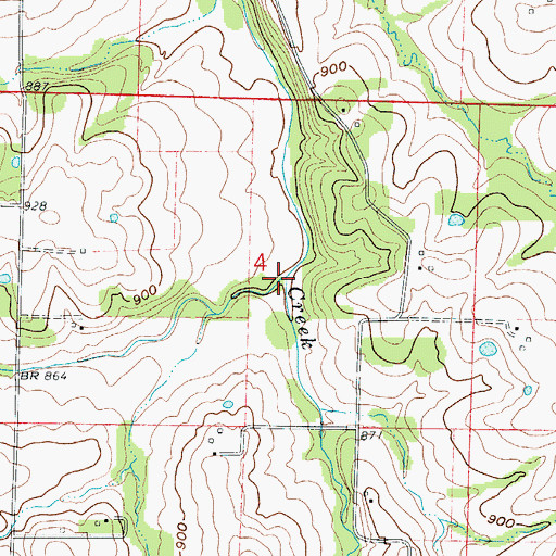Topographic Map of Gracey Creek, MO