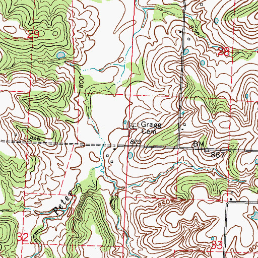 Topographic Map of Gragg Cemetery, MO