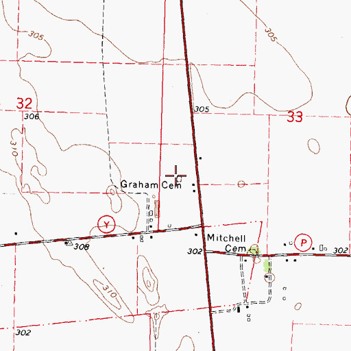 Topographic Map of Graham Cemetery, MO