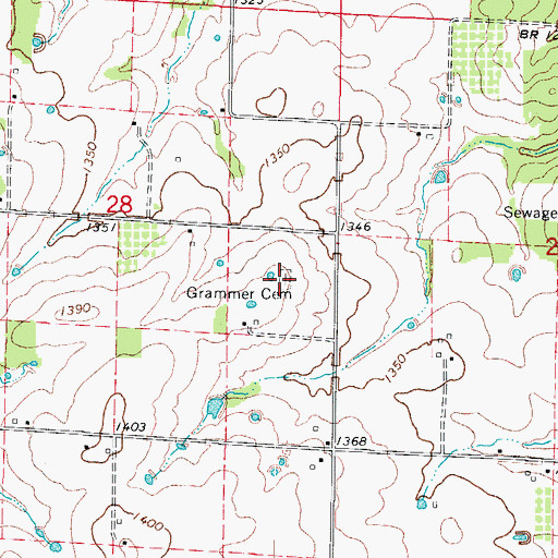 Topographic Map of Grammer Cemetery, MO