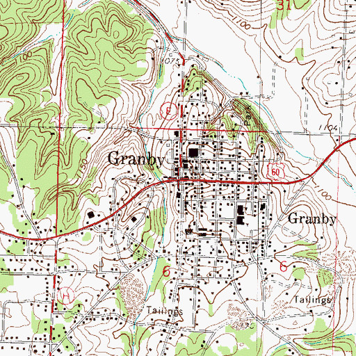 Topographic Map of Granby, MO