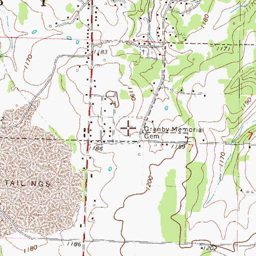 Topographic Map of Granby Memorial Cemetery, MO