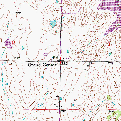 Topographic Map of Grand Center, MO
