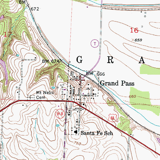 Topographic Map of Grand Pass, MO