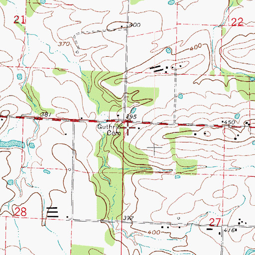 Topographic Map of Guthrie Cemetery, AR