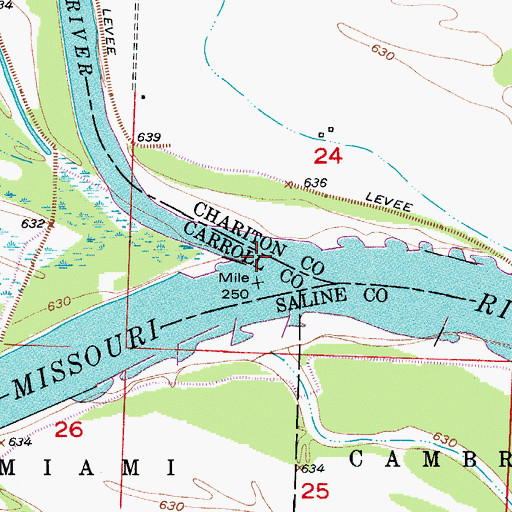 Topographic Map of Grand River, MO