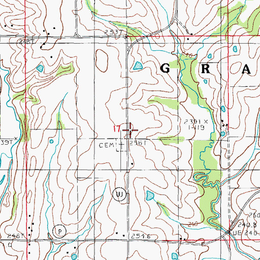 Topographic Map of Grand River Church, MO